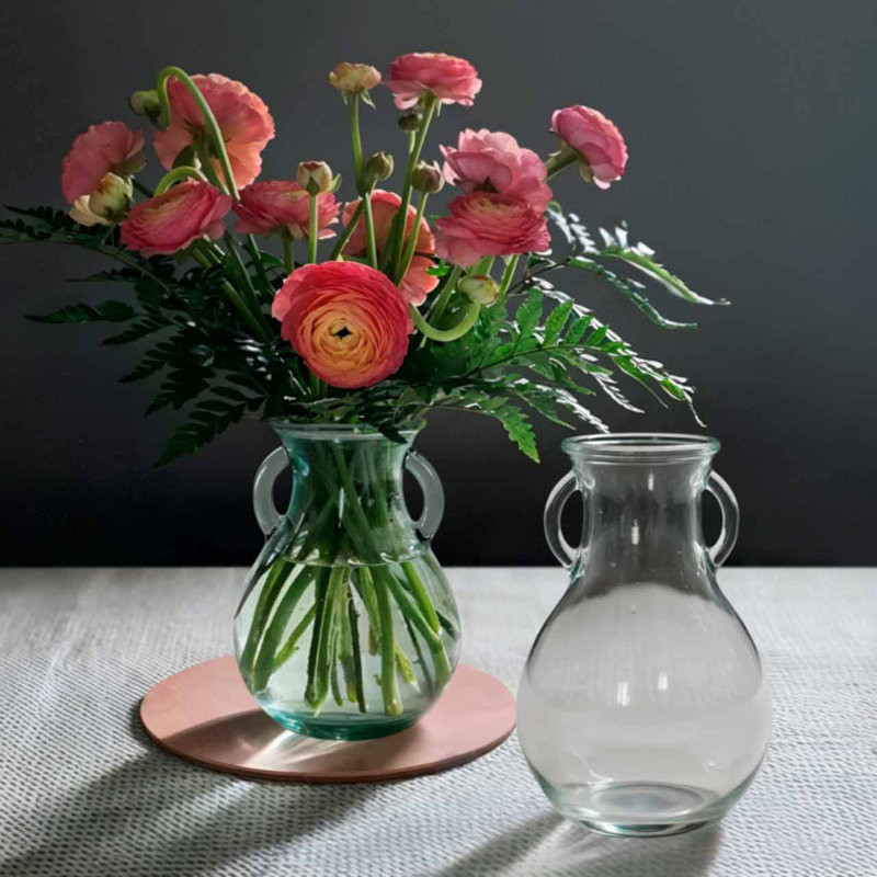 Large French Country Glass Vase, 9.5 inch, 73 oz Capacity, 9.5" H x 6.25" W x 6.25" D