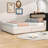 Wooden Upholstered Daybed with USB and 2 Drawers-106846323