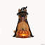 Statue de berger allemand d'Halloween avec chapeau de sorcière et citrouille lumineuse DEL