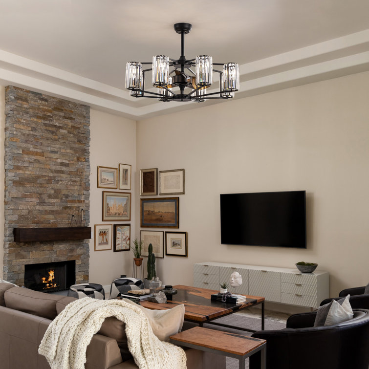 Ferris 35" 8 - Light Dimmable Crystal Ceiling Fan with Light Kit and Remote Control