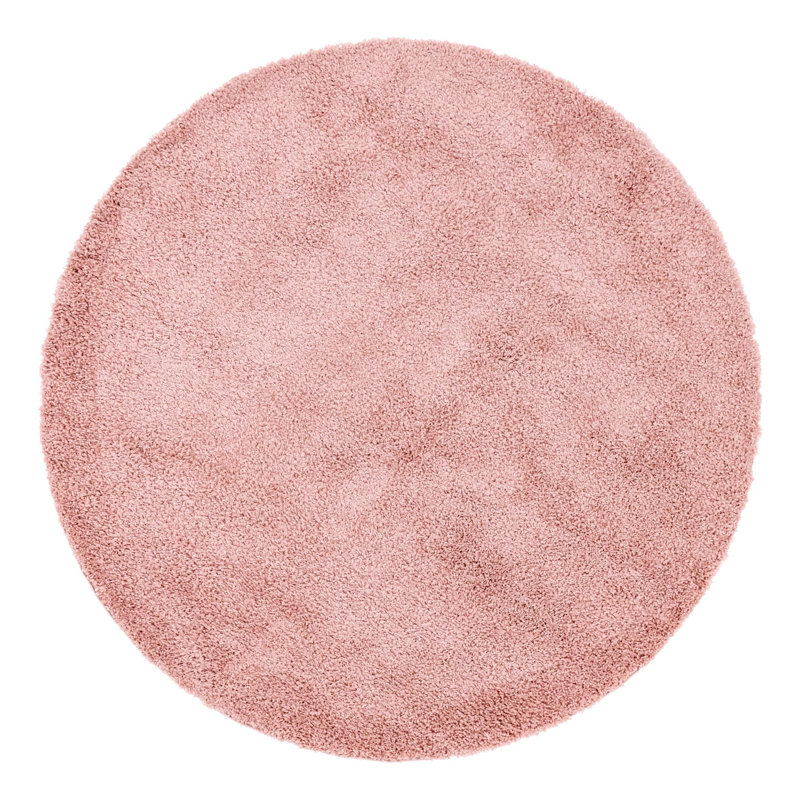 Tapis rose à poils longs Candas, Rond 6 pi 1 po