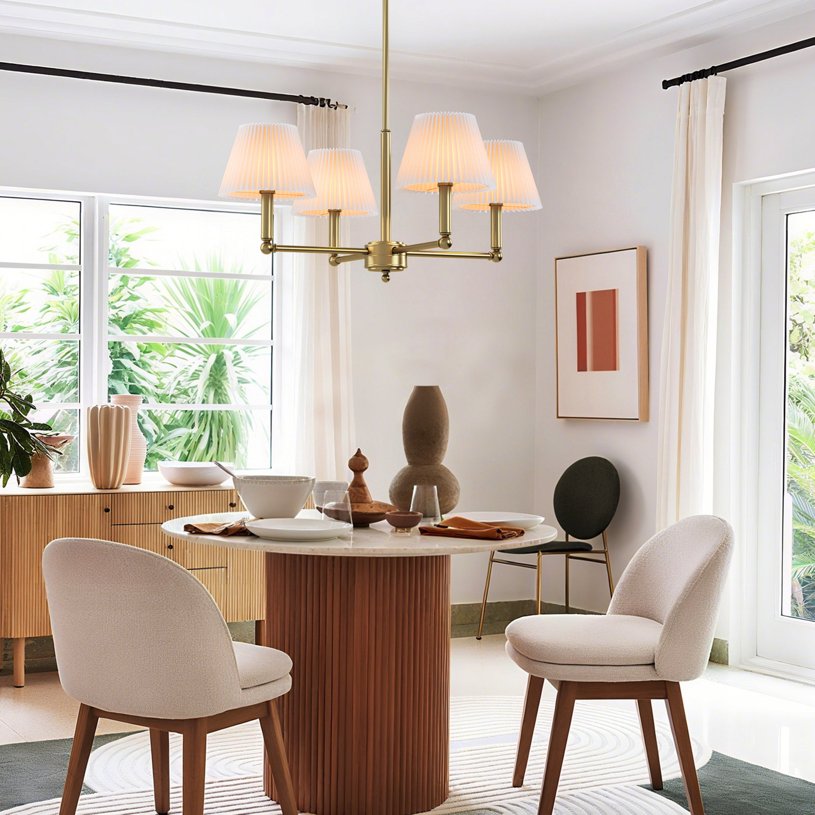 Costa 4-Light Chandelier, Brushed Brass