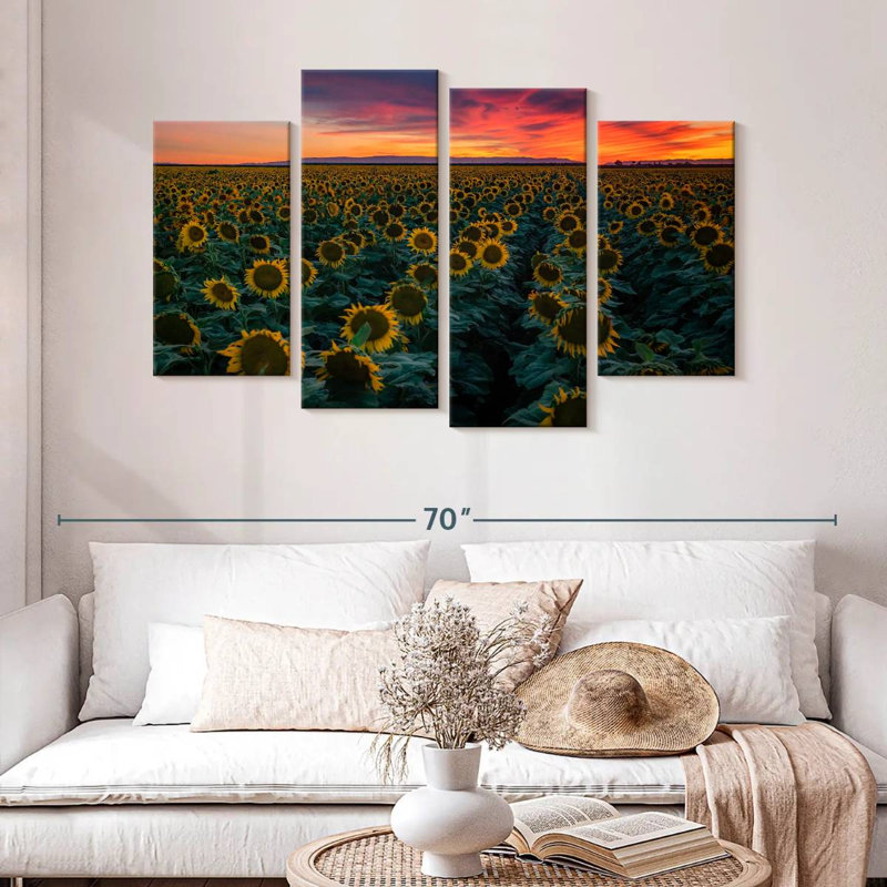 Rangées de tournesols Alvord, H 32 po x l 52 po