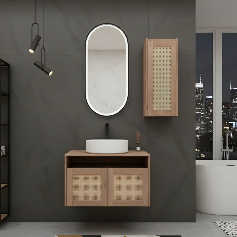Meuble-lavabo de 30 pouces avec deux lavabos en céramique et armoires latérales, Blanc