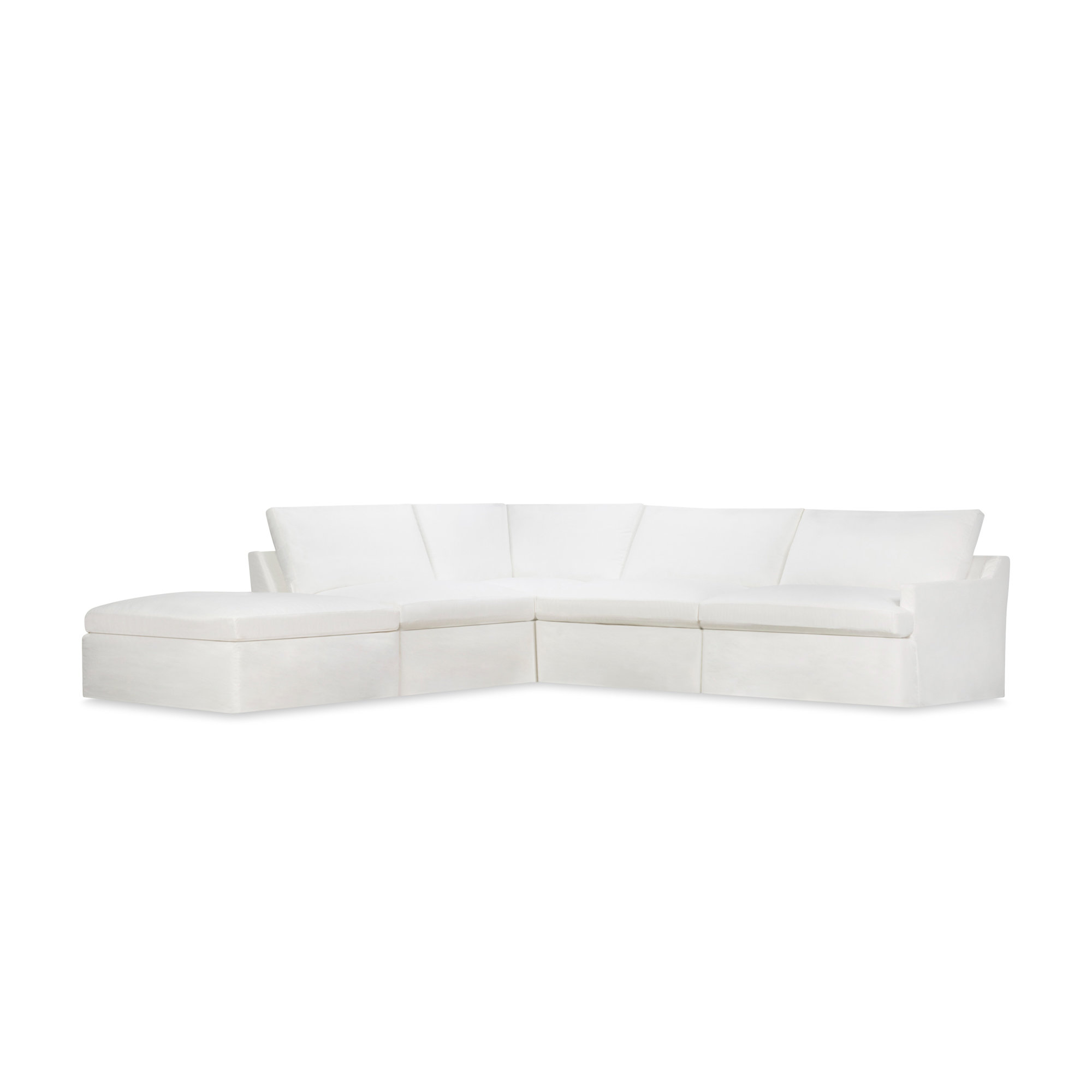 Wrenley 5-Piece Slipcovered Modular Sectional, Nomad Snow Crypton® Chenille, Left Hand Facing