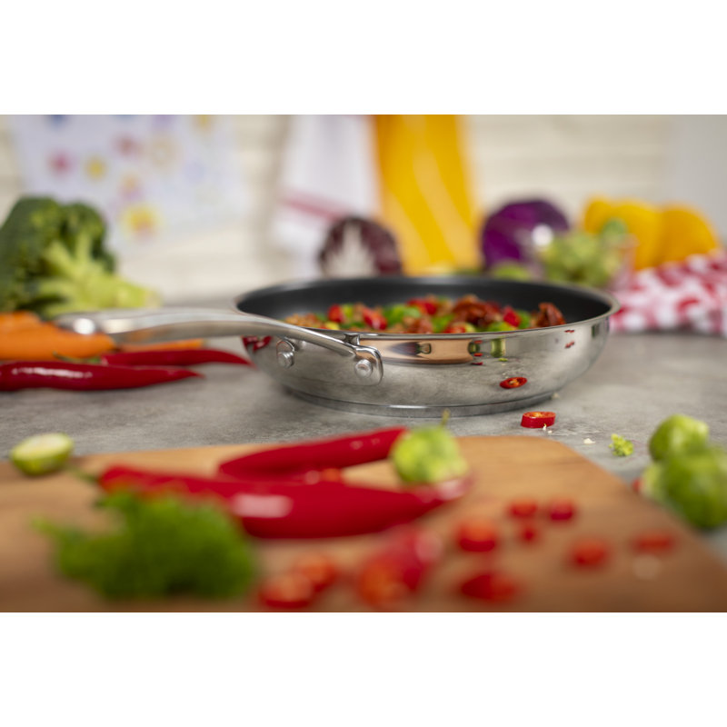 Kuhn Rikon Allround Stainless Steel Non-Stick Induction Safe Frying Pan, Set of 2, 24cm and 28cm