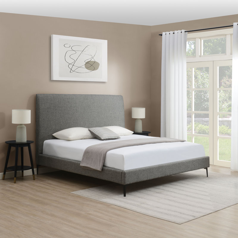 Jadan Upholstered Platform Bed, King, Gray