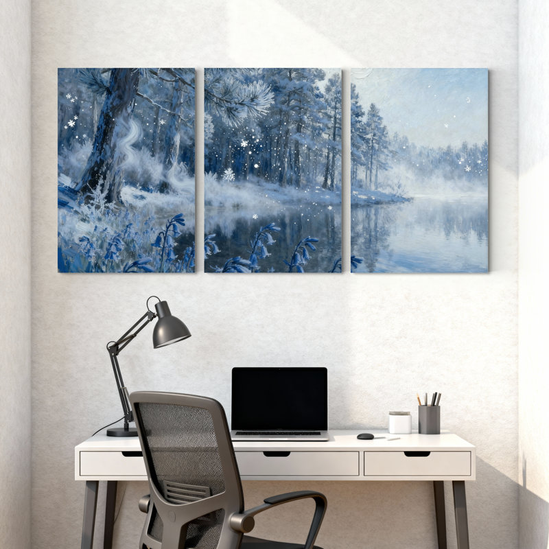Forêt d'hiver, forêt d'hiver, H 30 po x l 60 po