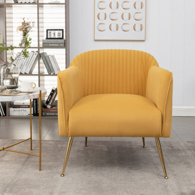 Modern Velvet Accent Chair with Metal Legs