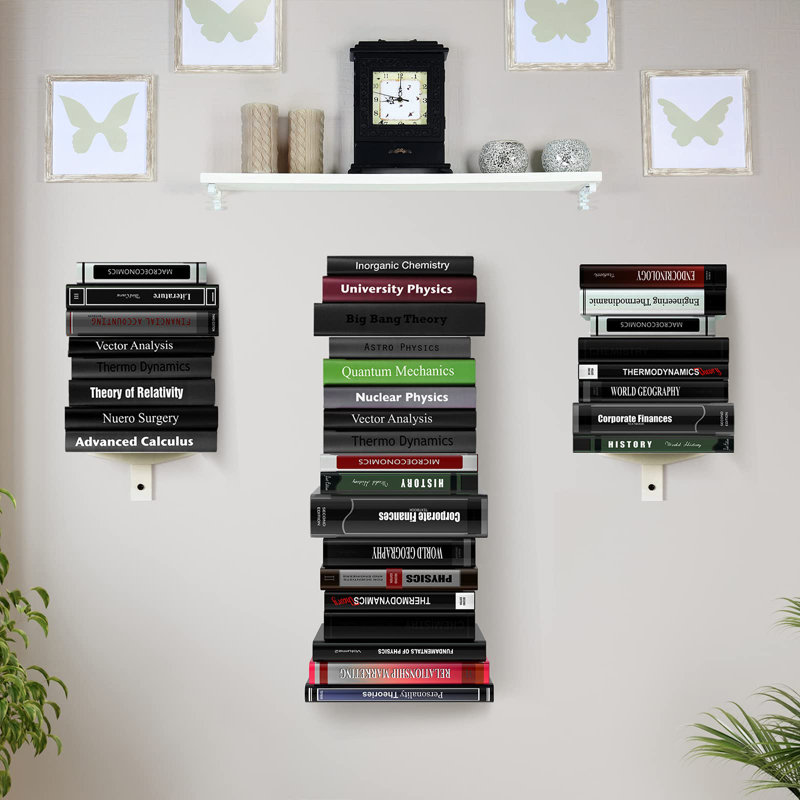 White Metal 4-Tier Invisible Floating Bookshelf
