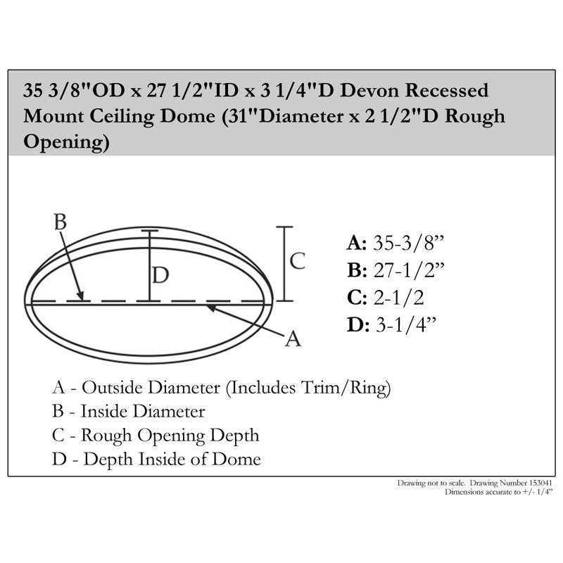 Dôme de plafond encastré Devon H 35 3/8 po x l 35 3/8 po x P 3 1/4 po