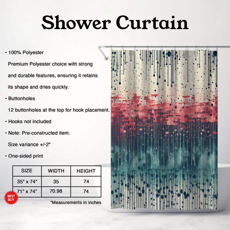 Rideau de douche Rainy Day Watercolors - Premium, H 74 po x l 71 po