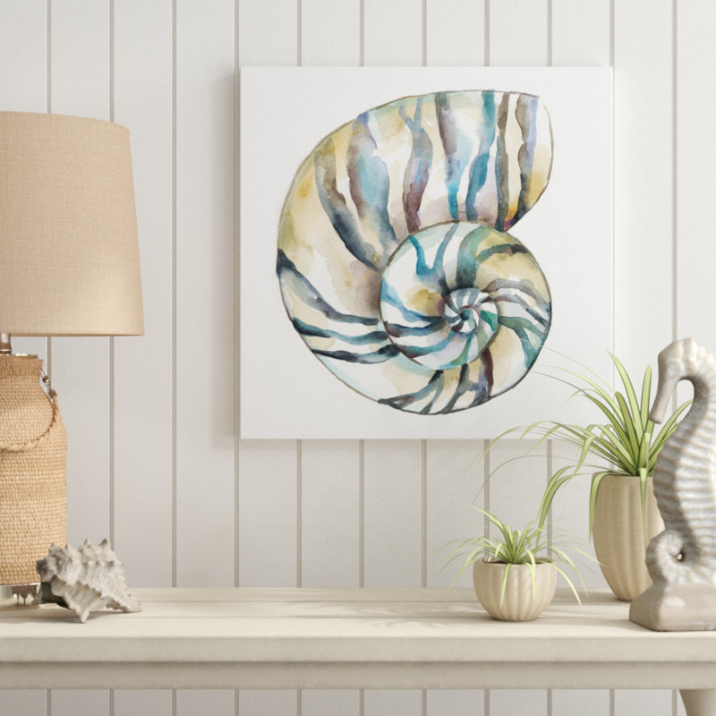 Aquarelle Shells II by Chariklia Zarris - Painting, 51cm H x 51cm W, Wrapped Canvas