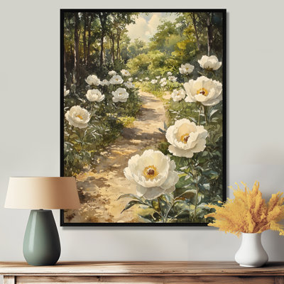 Genora, pivoines à la ferme, chemin I - pivoines, art mural encadré