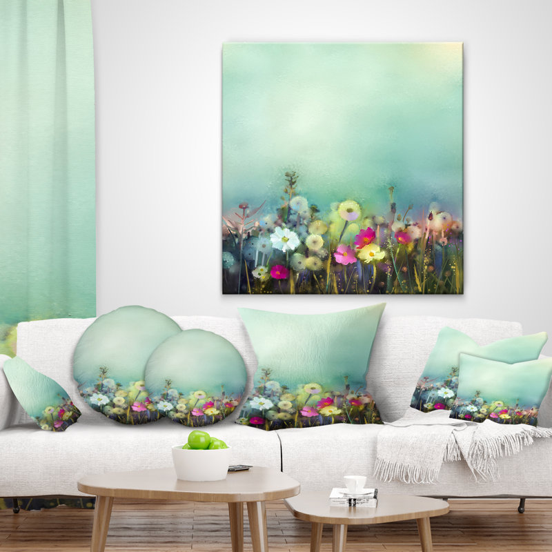 Coussin Dandelion Poppy and Daisy, 18 po x 18 po, Carré