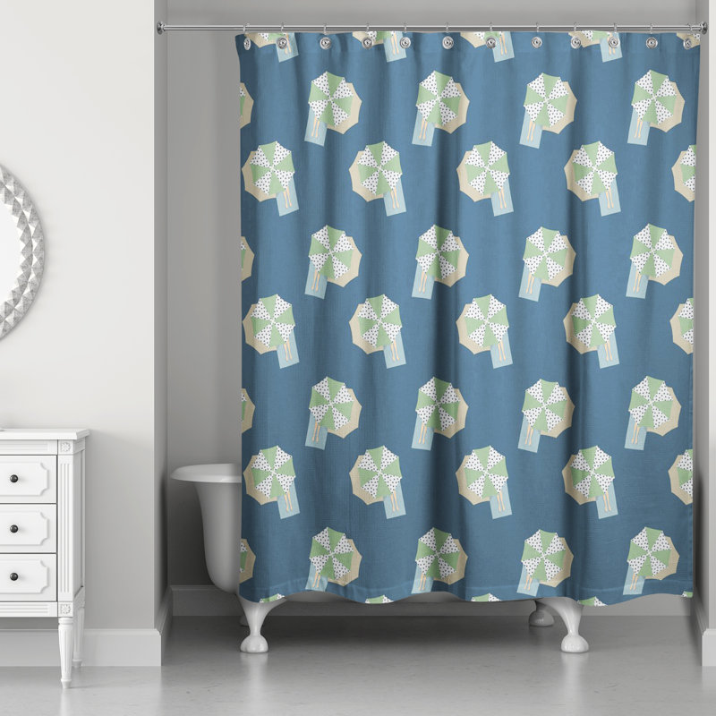 Ahona Abstract Shower Curtain, Navy Blue/Green