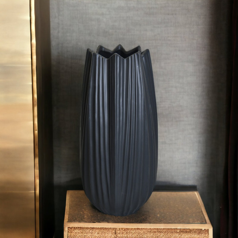 Jasier Ceramic Table Vase, Large, Black