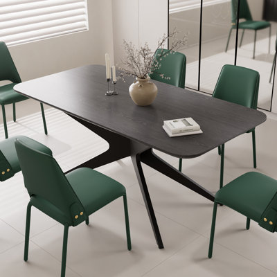Table de salle à manger rectangulaire en bois manufacturé et solide avec pieds en métal 69,4 po l 69,4 po