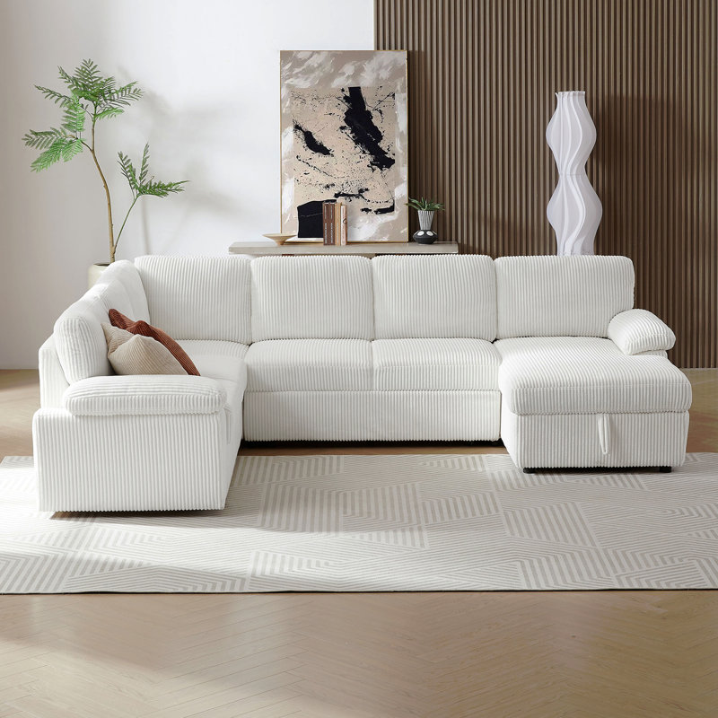 Oversized Modular Storage Sectional Sofa Couch For Home Apartment Office Living Room,Free Combination L/U Shaped Corduroy Upholstered Deep Seat Furniture Convertible Sleeper Sofabed RIGHT