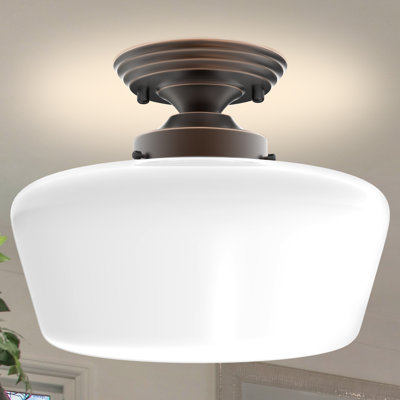  Plafonnier encastré classique en verre laiteux Tung Brown 11 po pour couloir, porche, couloir, cuisine, chambre à coucher, ampoule incluse, 9 W, 4000 K