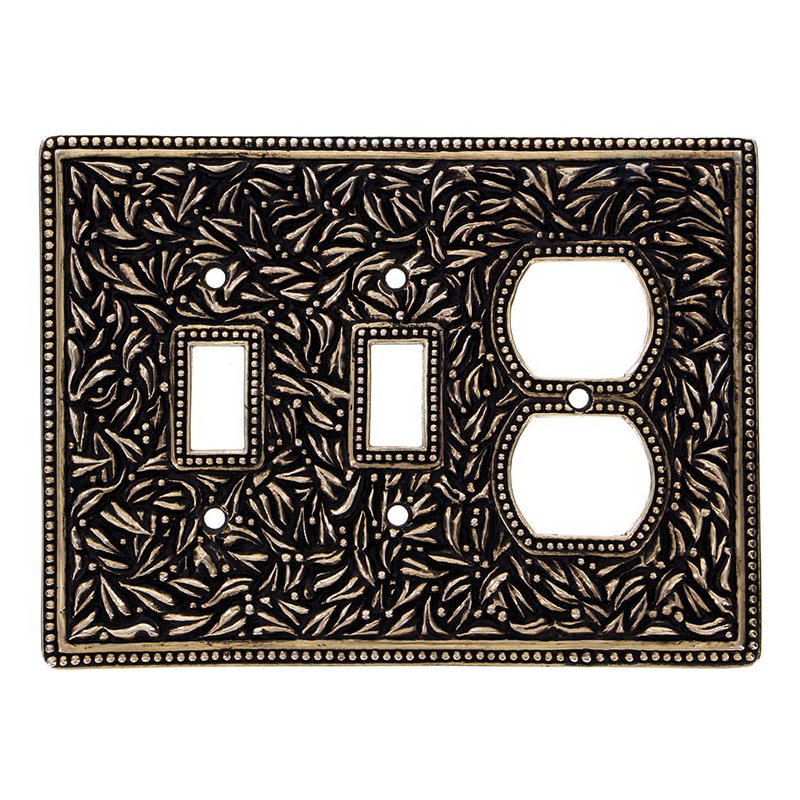 San Michele 3-Gang Duplex Outlet / Toggle Light Switch Combination Wall Plate, Antique Gold