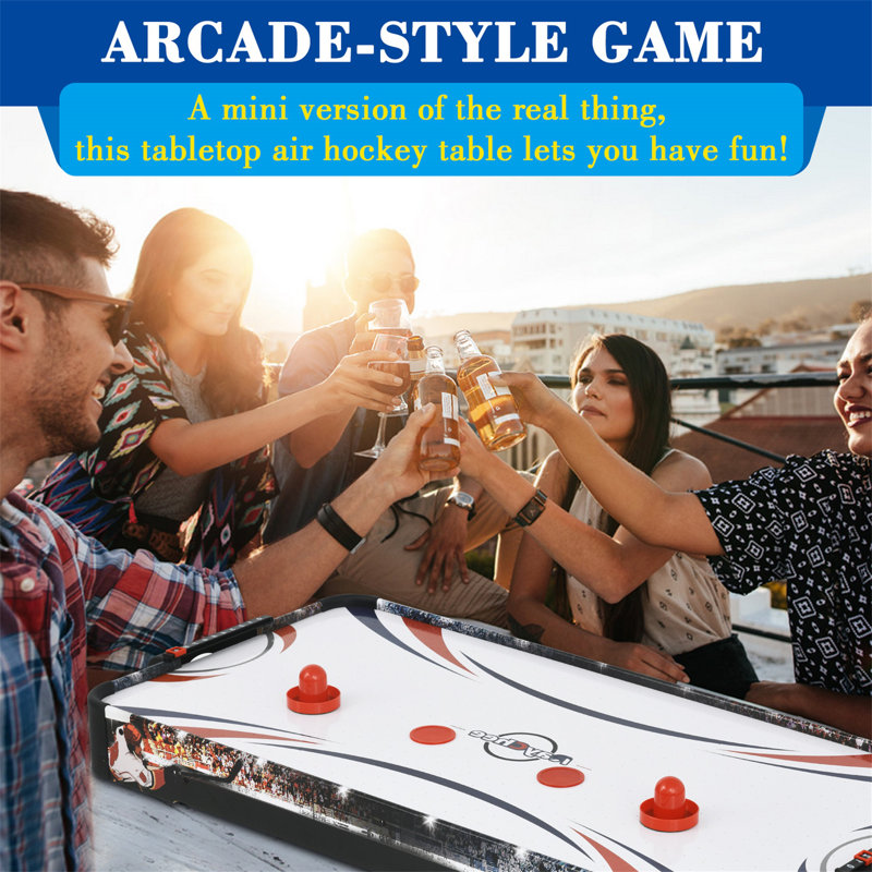 RayChee 40" Portable Tabletop Air Hockey Game with Red Pushers and Pucks