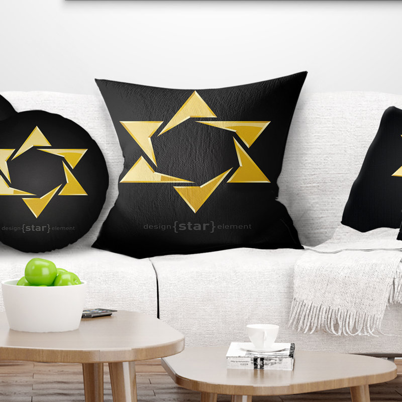 Étoile dorée de luxe - coussin imprimé abstrait, 18 po x 18 po, Coussin décoratif