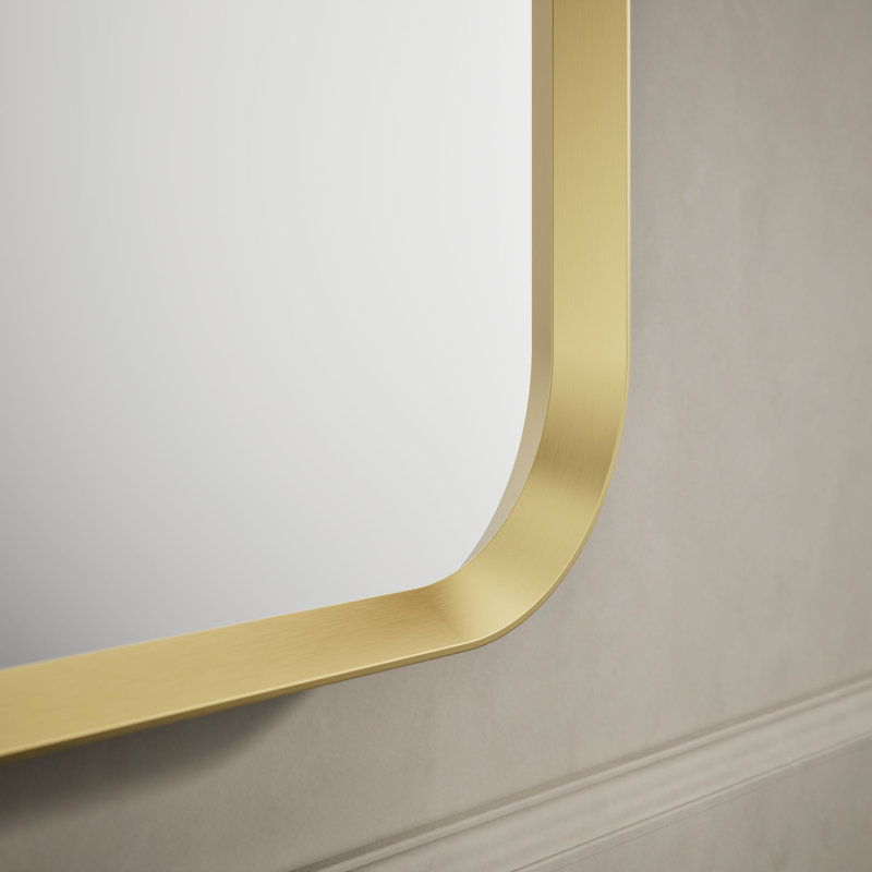 KOHLER Essential Rectangular Wall Mirror, Bathroom / Vanity Mirror with Frame, Moderne Brushed Gold, 60" x 28"