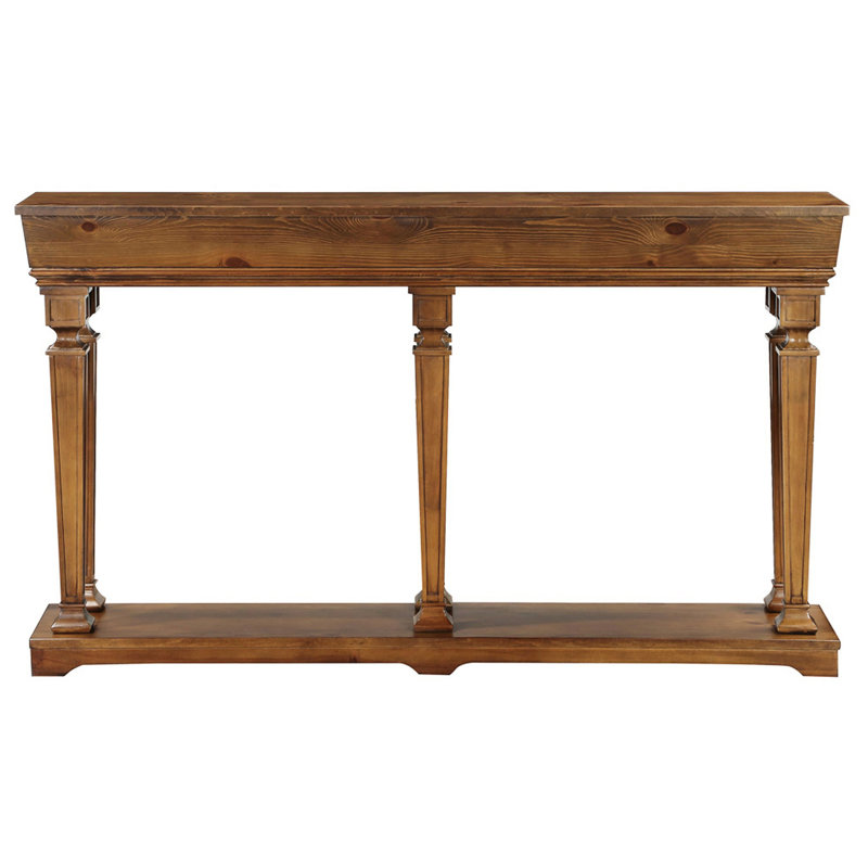 Console stable en chêne avec plateau rectangulaire et structure à pieds classique