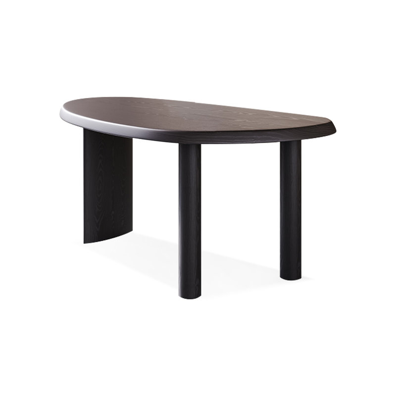 Black Oval Solid Wood Desks, 29.53" H x 62.99" W x 27.56" D