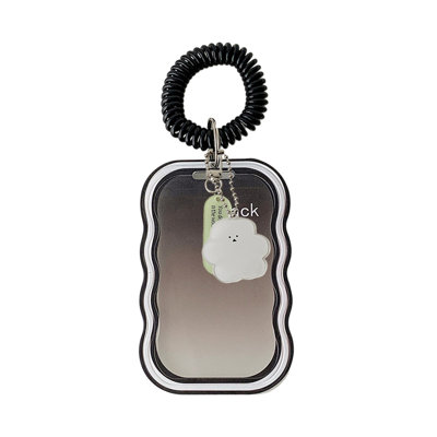 Plastics cards sleeve Wave Card Holders With Stretchable Coil Strap Clear ID Badge Holders For Students Cute Card Protector For Girls