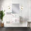 Meuble-lavabo blanc lustré 61 cm x 56 cm, comptoir et miroir en marbre, robinetterie incluse, résistant aux égratignures et aux taches.