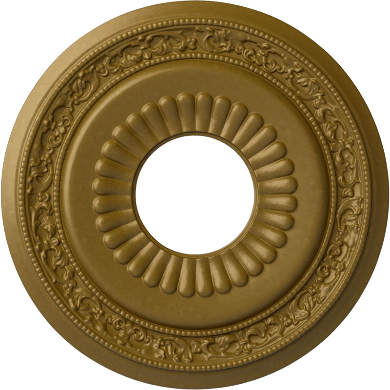 Endurathane Lauren Ceiling Medallion, 20 5/8"OD x 6 1/4"ID x 1 3/8"P (Fits Canopies up to 6 1/4"), Hand-Painted Gold Finish