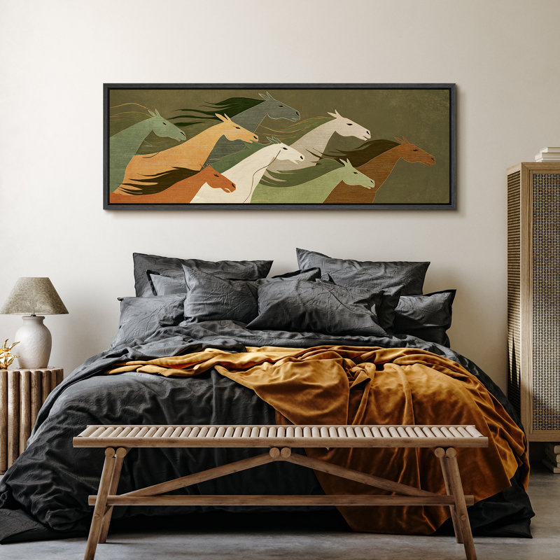 Reproduction d'art moderne sur toile encadrée, H 20 po x l 60 po, Noir