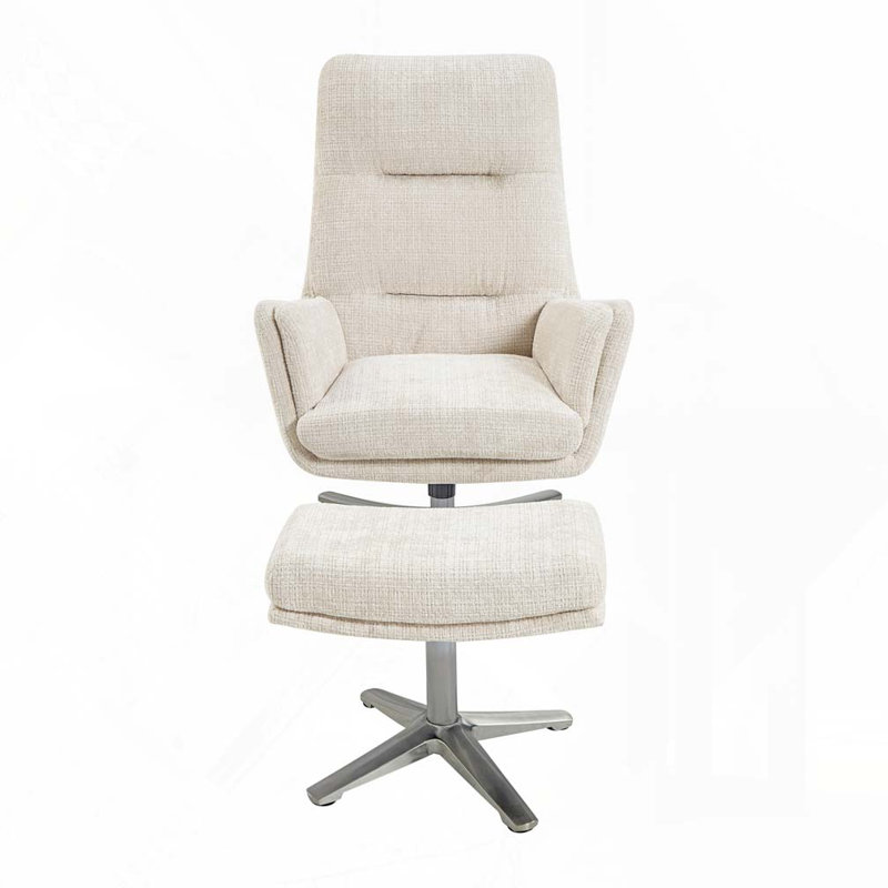 Fauteuil d'appoint pivotant confortable avec repose-pieds, Beige