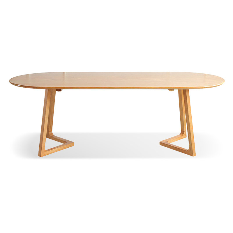 Brown Oval Solid Wood Dining Table, 29.53”H x 86.61”L x 35.43”W