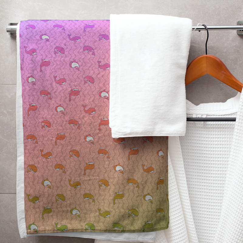 Serviette de bain katelyn elizabeth baleines, Noir / Rouge / Blanc