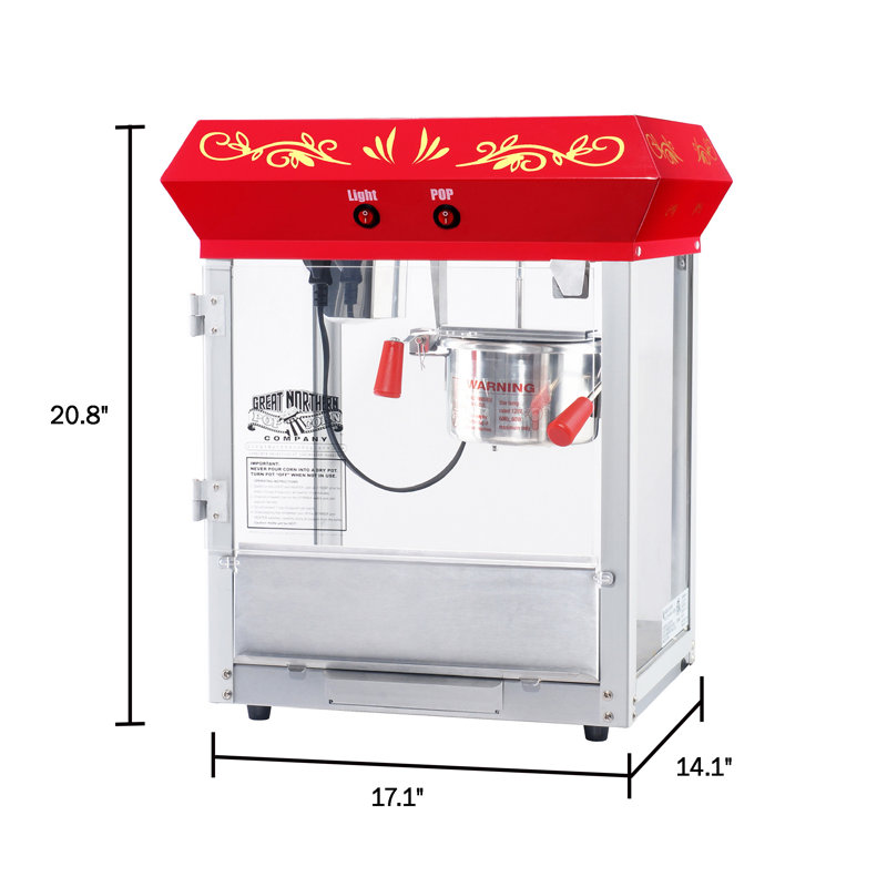 Red Stainless Steel Vintage Countertop Popcorn Machine, 24"