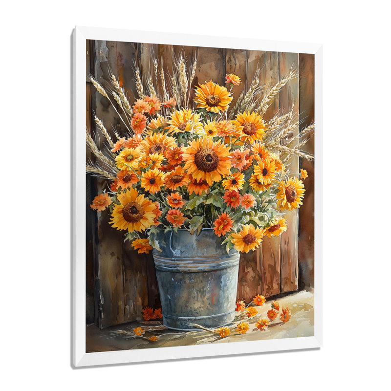 Ramona - Salon d'art mural floral, H 20 po x l 12 po, Reproduction encadrée d'une seule photo, Blanc