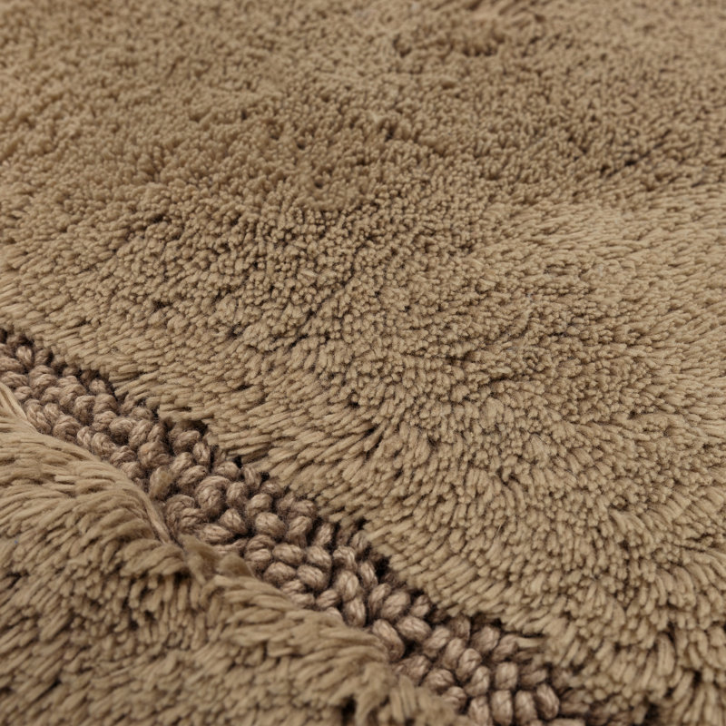 Kalb Solid Cotton Non Slip Machine Washable Bath Rug, 21" W x 34" L, Taupe