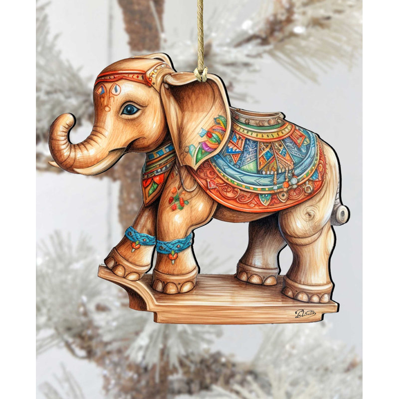 Ornement en bois «Carousel Elephant» par G. Debrekht