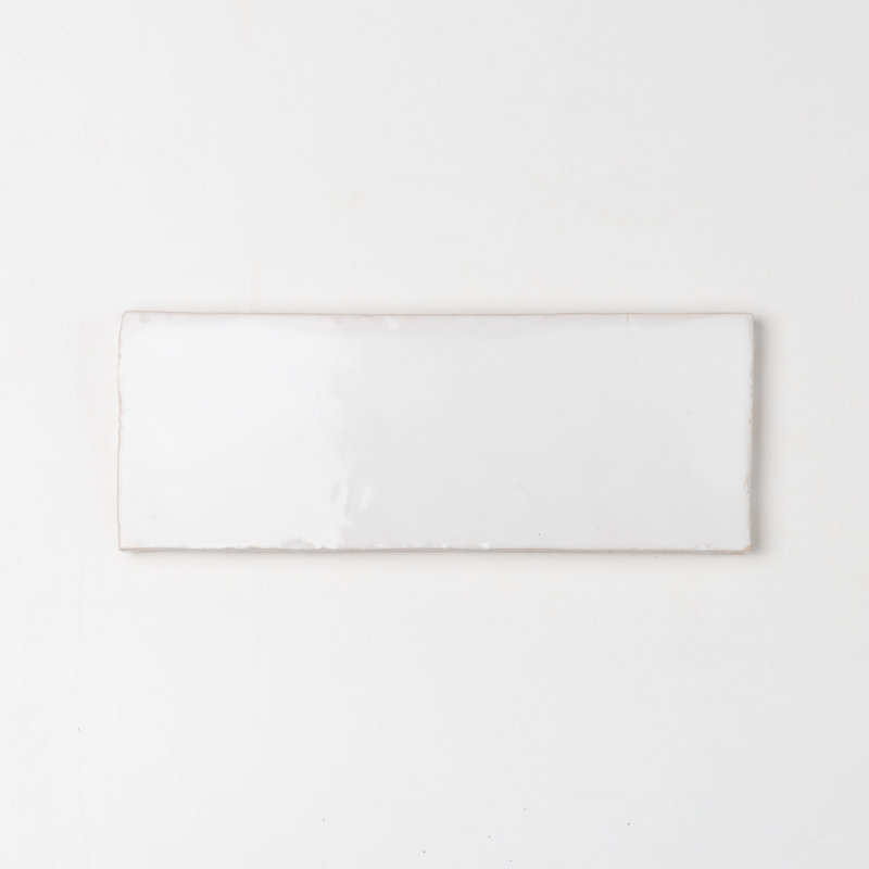 Carreau de mur brillant zellige fait à la main 2 po x 6 po Morokko, Bejmat Bianco - blanc