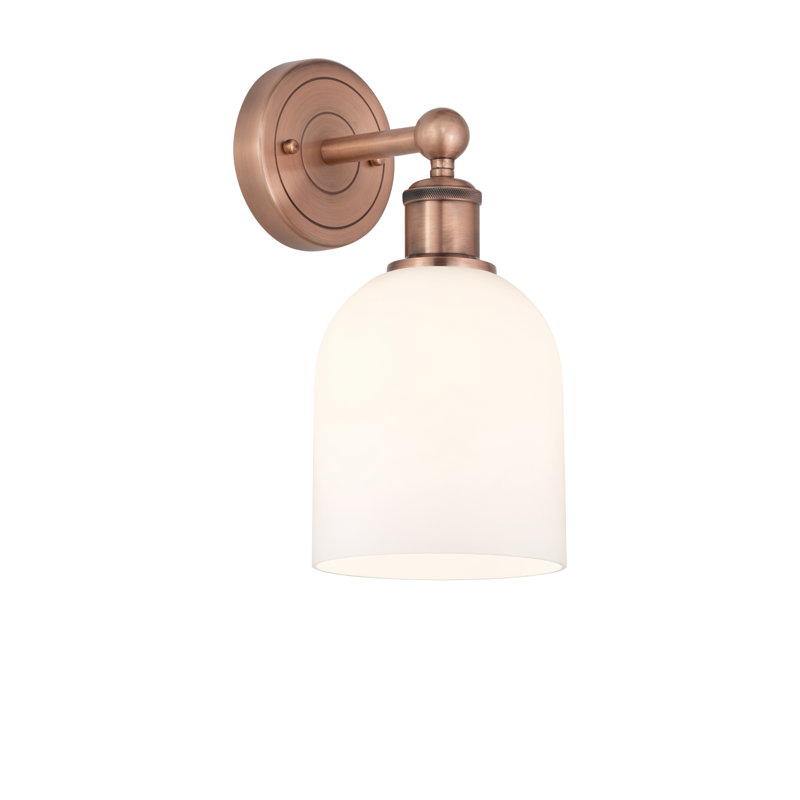 Allysson Steel Armed Sconce, Antique Copper, Glossy White