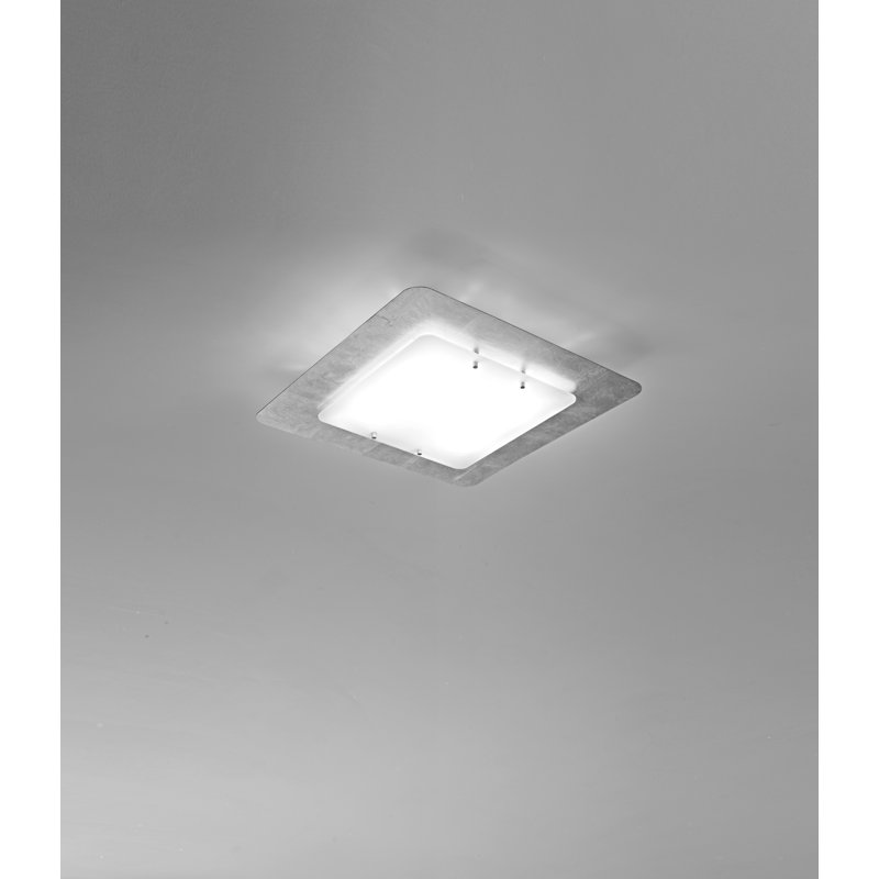 Pop-Up Glass Flush Mounted Sconce, White, 8 cm H x 32 cm W x 32 cm D