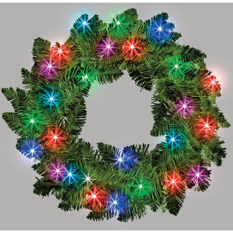 Faux Lighted PVC 21.65cm Christmas Wreath, Green