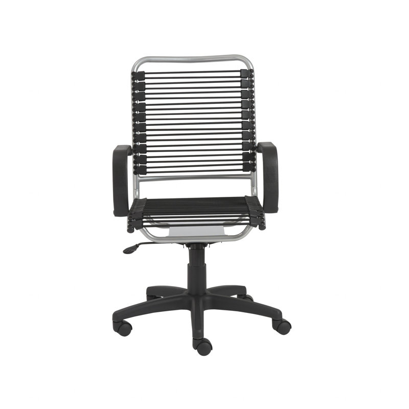 Black and Silver Adjustable Swivel Bungee Rolling Office Chair, Black/Gray