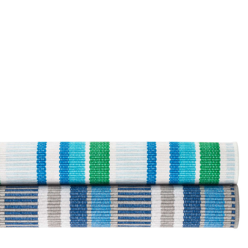 Always Greener Blue/Grey Machine Washable Rug, Rectangle 2' x 3'