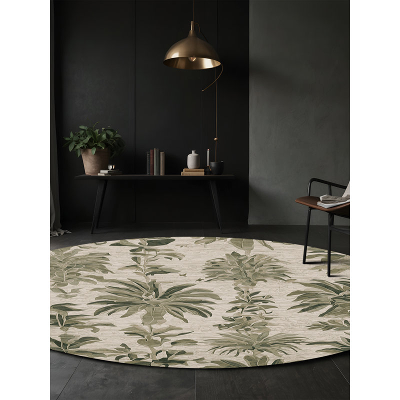 Tapis brun soyeux et moelleux, Rond 8 pi