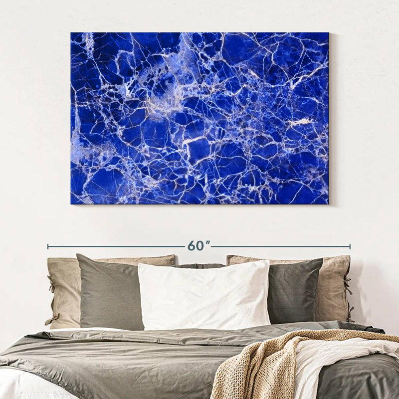 Avery Webbed Marble Blue Abstract, 34" H x 51" W