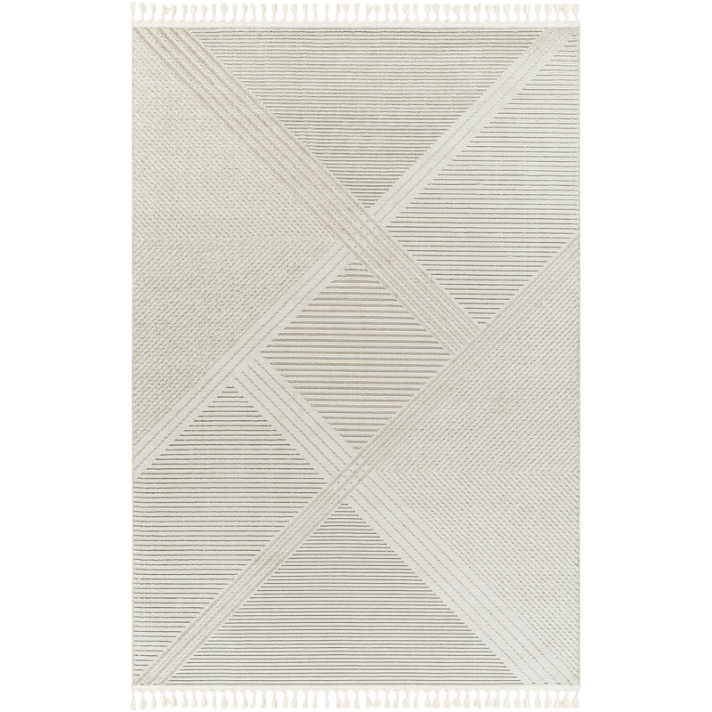 Gearhart Geometric Machine Woven Polyester Area Rug in Gray/Ivory, Runner 2'7" x 7'3"